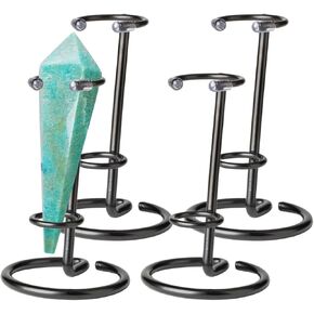4 Pcs Crystal Wand Stand, 2.36" L X 2.36" W X 2.6" H In Mineral Display Stand, Small Iron Crystal Stands for Display (Silver, small)