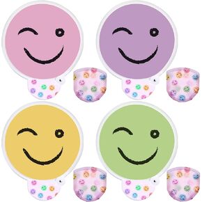 Geelin 8 Pcs Smile Face Folding Fans Handheld Foldable Fan with Storage Bag Groovy Smile Face Themed Party Decoration Preppy Graduation Summer Party Favor Gifts for Friends Family Women Men