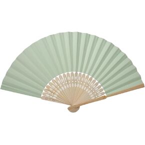 Hztyyier Folding Fan, Handheld Folding Paper Fan with Fan Bone Wedding Festival Party, Performance Decoration (Light Green)