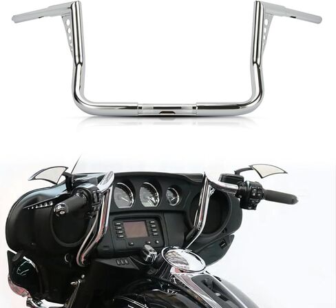 Ape Hanger Handlebar Bar Rise- Ohhmoto 1-1/4" 1.25 inch Fat Motorcycle Handlebar for Touring Dressers Baggers FLHT FLHTC 1982-2023(12") in Kuwait