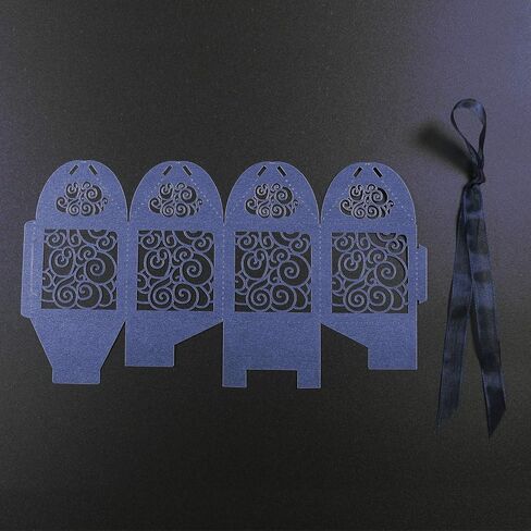 KPOSIYA 100 Pack Wedding Favor Boxes Laser Cut Boxes Party Favor Box Small Gift Boxes Lace Candy Boxes for Wedding Bridal Shower Baby Shower Birthday Party Anniverary with Ribbons (Gold, 100) in Saudi Arabia
