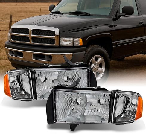 AKKON - For Dodge Ram 1500 2500 3500 Pickup Truck Sport Package Clear Headlights Head Lamps Replacement Pair Set in Kuwait