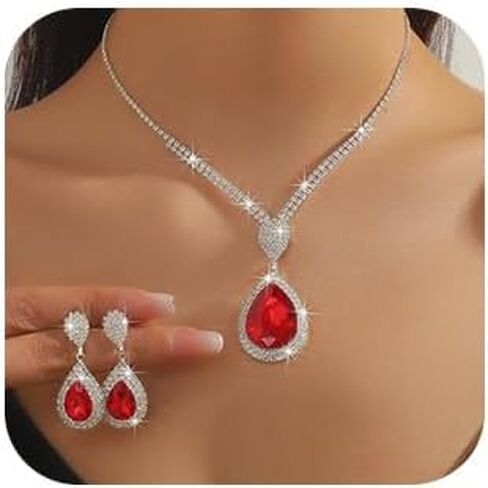 Denifery Bride Rhinestone Necklace Marrings مجموعة مجوهرات الزفاف الزفاف مجموعات العروسة وصيفات الشرف. in Saudi Arabia
