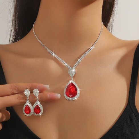 Denifery Bride Rhinestone Necklace Marrings مجموعة مجوهرات الزفاف الزفاف مجموعات العروسة وصيفات الشرف. in Saudi Arabia
