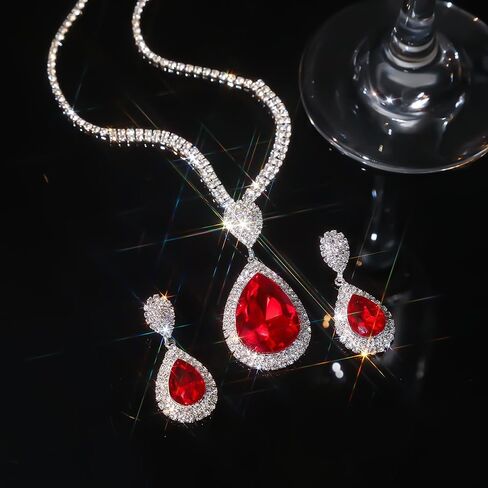 Denifery Bride Rhinestone Necklace Marrings مجموعة مجوهرات الزفاف الزفاف مجموعات العروسة وصيفات الشرف. in Saudi Arabia