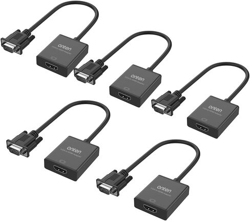 محول VGA الى HDMI، محول VGA الى HDMI 1080P من اونتين (ذكر الى انثى) للكمبيوتر المكتبي واللابتوب والكمبيوتر الشخصي والشاشة وجهاز العرض وتلفزيون HD مع كيبل صوت وكيبل USB (اسود) in Kuwait