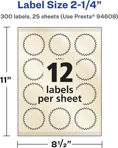 Avery Pearlized Ivory Starburst Labels with Sure Feed Technology, Print-to-The-Edge, 2.25", 1,200 Pearlized Ivory Labels, Laser/Inkjet Printable Labels in Kuwait