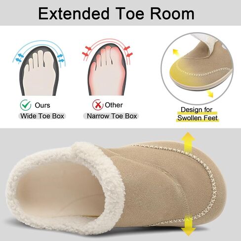 relxfeet Mens Slippers Adjustable Diabetic Shoes Wide Toe Box House Slippers Indoor Outdoor Slip On Warm Clogs for Swollen Feet in Kuwait