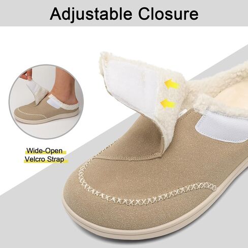 relxfeet Mens Slippers Adjustable Diabetic Shoes Wide Toe Box House Slippers Indoor Outdoor Slip On Warm Clogs for Swollen Feet in Kuwait