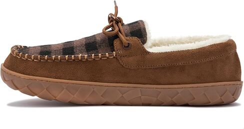Men's Moccasin Slippers Warm Memory Foam Soft Plush Lined Slip on Indoor Outdoor House Shoes in Saudi Arabia