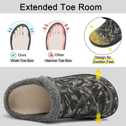 relxfeet Mens Slippers Adjustable Diabetic Shoes Wide Toe Box House Slippers Indoor Outdoor Slip On Warm Clogs for Swollen Feet in Kuwait