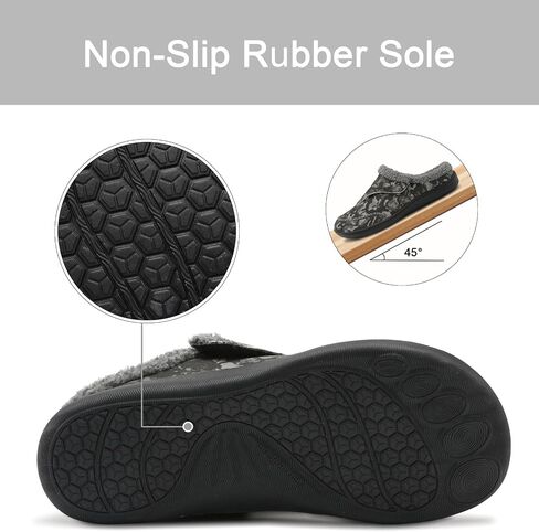 relxfeet Mens Slippers Adjustable Diabetic Shoes Wide Toe Box House Slippers Indoor Outdoor Slip On Warm Clogs for Swollen Feet in Kuwait