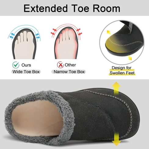 أحذية RELXFEET MANS قابلة للتعديل أحذية السكري واسعة النعال ذات الصناديق المنزلية الداخلية في الهواء الطلق على السدادات الدافئة للقدم المتورمة in Kuwait