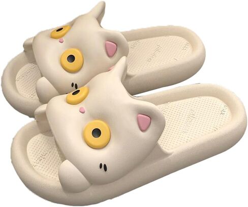 Cute Slippers Shower Shoes for Women Bathroom Sandals Non-Slip Cartoon Cat House Shoes Indoor Outdoor Summer Slippers Slides in Kuwait
