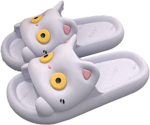 Cute Slippers Shower Shoes for Women Bathroom Sandals Non-Slip Cartoon Cat House Shoes Indoor Outdoor Summer Slippers Slides in Kuwait
