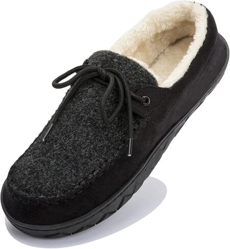 Men's Moccasin Slippers Warm Memory Foam Soft Plush Lined Slip on Indoor Outdoor House Shoes in Saudi Arabia