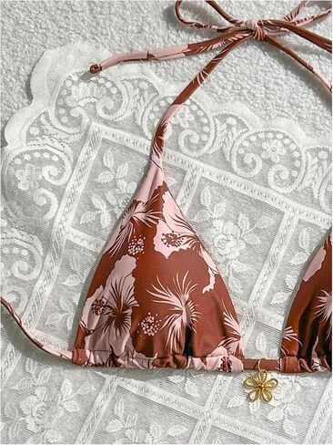 GORGLITTER Women's Floral Bow String Bikini Set Triangle Halter Swimsuit High Cut Summer Bathing Suit Swimwear 2025 in Saudi Arabia