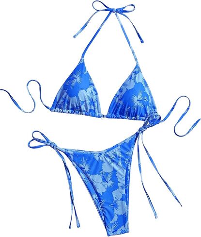 GORGLITTER Women's Floral Bow String Bikini Set Triangle Halter Swimsuit High Cut Summer Bathing Suit Swimwear 2025 in Saudi Arabia