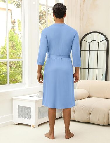Ekouaer Men's Lightweight Kimono Spa Robe Knit Bathrobe Soft Sleepwear 3/4 Sleeve Loungewear with Pockets S-XXL in Saudi Arabia