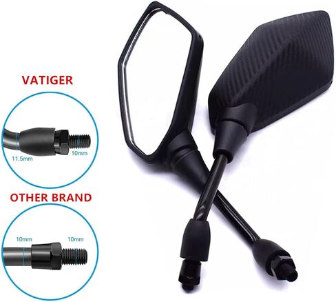 Adjustable Motorcycle Rear View Mirror Side Convex Mirrors with 8mm 10mm Bolt Universal 7/8" Mount Clamps For Handle Bar of Motorbike (Carbon Fiber) in Saudi Arabia