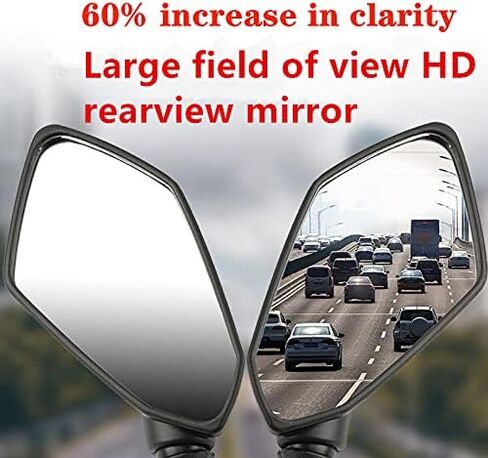 Adjustable Motorcycle Rear View Mirror Side Convex Mirrors with 8mm 10mm Bolt Universal 7/8" Mount Clamps For Handle Bar of Motorbike (Carbon Fiber) in Saudi Arabia