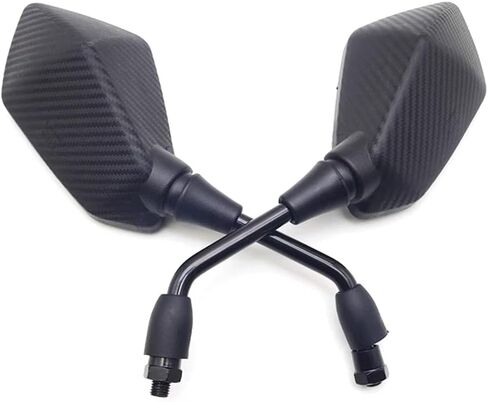 Adjustable Motorcycle Rear View Mirror Side Convex Mirrors with 8mm 10mm Bolt Universal 7/8" Mount Clamps For Handle Bar of Motorbike (Carbon Fiber) in Saudi Arabia