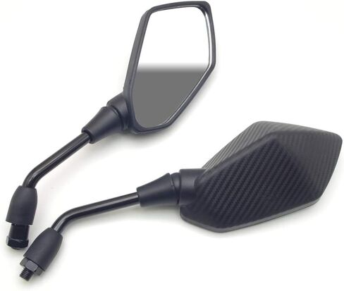 Adjustable Motorcycle Rear View Mirror Side Convex Mirrors with 8mm 10mm Bolt Universal 7/8" Mount Clamps For Handle Bar of Motorbike (Carbon Fiber) in Saudi Arabia