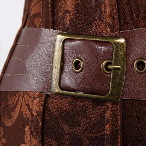 Grebrafan Brown Leather Steampunk Corset Bustier Plus Size in Kuwait