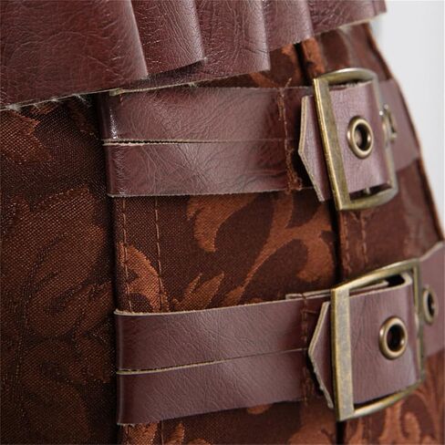 Grebrafan Brown Leather Steampunk Corset Bustier Plus Size in Kuwait