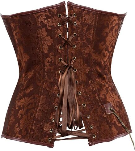 Grebrafan Brown Leather Steampunk Corset Bustier Plus Size in Kuwait