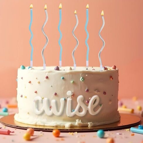 24 Count Twisty Birthday Candles Spiral Cake Candles with Holders Macaron Colors Long Twisty Cake Candles for Birthday, Party and Cake Decoration (Silver-Blue) in Saudi Arabia