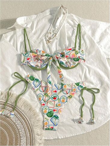 SOLY HUX Women's Tropical Bikini Sets Cute Fringe 2 Piece Underwire Swimsuits Boho Bathing Suits in Saudi Arabia