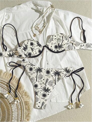 SOLY HUX Women's Tropical Bikini Sets Cute Fringe 2 Piece Underwire Swimsuits Boho Bathing Suits in Saudi Arabia