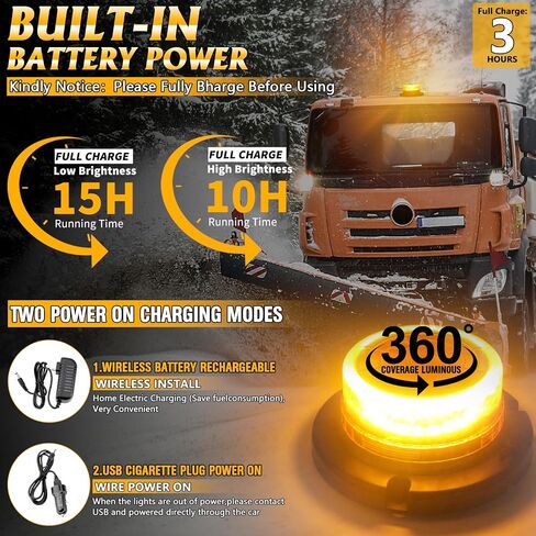 Remote Control Beacon Light, Rechargeable Wireless Blue Flashing Lights with Magnetic, High Low Brightness, 15 Modes Strobe Lights for Snowplow Tow Work Trucks Tractor in Saudi Arabia