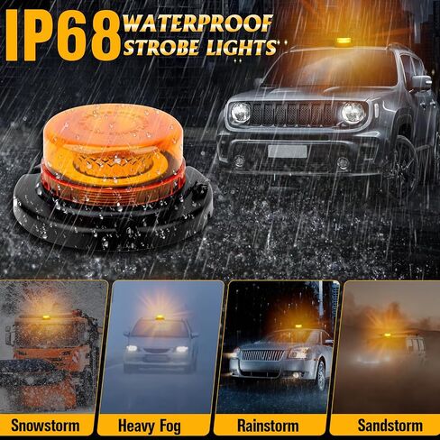 Remote Control Beacon Light, Rechargeable Wireless Blue Flashing Lights with Magnetic, High Low Brightness, 15 Modes Strobe Lights for Snowplow Tow Work Trucks Tractor in Saudi Arabia