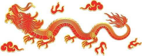5.9ft Large Chinese Party Decorations 2025 Red Gold Chinese Dragon Paper Cutouts Dragon Boat Festival Hanging Decoration for Wall Window Photo Backdrop Spring Festival Lunar New Year Party Supplies in Saudi Arabia