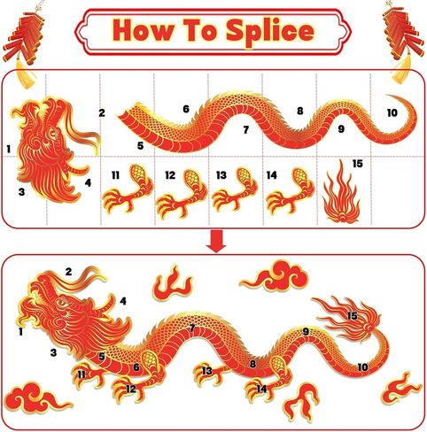 5.9ft Large Chinese Party Decorations 2025 Red Gold Chinese Dragon Paper Cutouts Dragon Boat Festival Hanging Decoration for Wall Window Photo Backdrop Spring Festival Lunar New Year Party Supplies in Saudi Arabia
