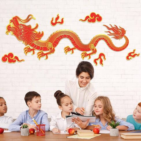 5.9ft Large Chinese Party Decorations 2025 Red Gold Chinese Dragon Paper Cutouts Dragon Boat Festival Hanging Decoration for Wall Window Photo Backdrop Spring Festival Lunar New Year Party Supplies in Saudi Arabia