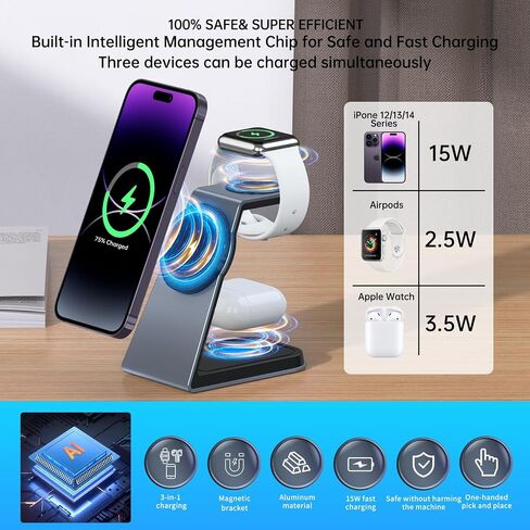 VASIVO Magnetic Wireless Car Charger Mount[Upgraded Hooks][Powerful Magnetic Suction], 15W Fast Charging Phone Mount for Car,Air Vent Magnetic Charging Car Phone Holder for iPhone 14/13/12 Series etc in Saudi Arabia