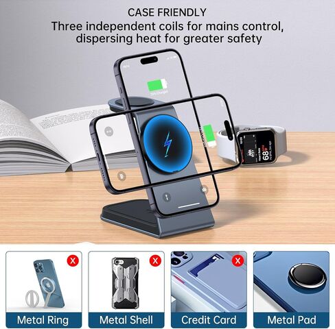 VASIVO Magnetic Wireless Car Charger Mount[Upgraded Hooks][Powerful Magnetic Suction], 15W Fast Charging Phone Mount for Car,Air Vent Magnetic Charging Car Phone Holder for iPhone 14/13/12 Series etc in Saudi Arabia