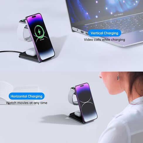 VASIVO Magnetic Wireless Car Charger Mount[Upgraded Hooks][Powerful Magnetic Suction], 15W Fast Charging Phone Mount for Car,Air Vent Magnetic Charging Car Phone Holder for iPhone 14/13/12 Series etc in Saudi Arabia