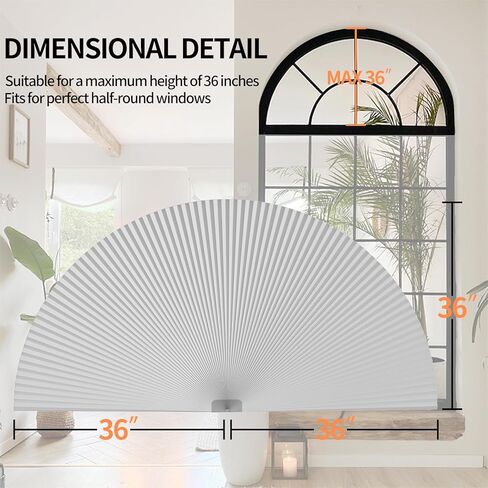 ظلال نافذة Youngoo Arch Shades Blackout Sellular Half Window Shade (حزمة بيضاء -1 ، 36W*72H) in Saudi Arabia