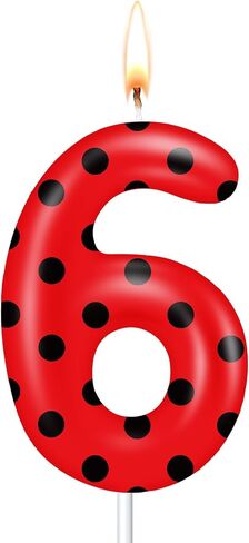 MTLEE Ladybug Candle Birthday Party Decorations Lady Bug Cake Cupcake Toppers Black Red Polka Ladybird Dots Theme Candles for Birthday Party Celebration(5) in Kuwait