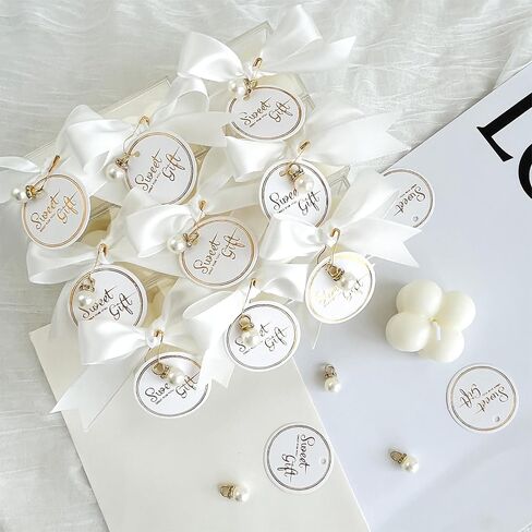 10 Sets Wedding Favors for Guests, Small Scented Bubble Candle Bulk with Acrylic Boxes Ribbon Tags and Pearl Accessories for Wedding Bridal Shower Baby Shower Gender Reveal Party Favors in Saudi Arabia