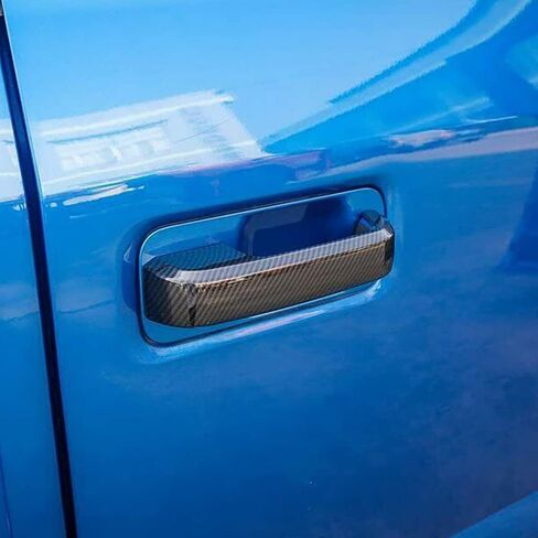 غطاء مقبض الباب لفورد F-150 F150 4DR 2015 2015 2017 2018 2019 2020 حامي زخرفة الألياف الكربونية الخارجي (ث/س ثقب المفتاح الذكي) in Kuwait