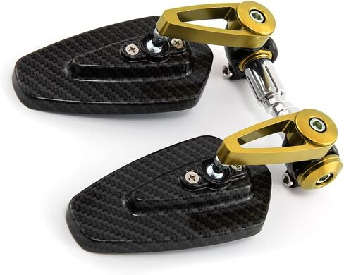 7/8'' Motorcycle End Bar Mirror 22mm Rearview Mirror Universal Motorbike Side Mirror (Carbon Yellow mirror -Blue Lens) in Kuwait