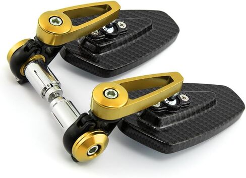 7/8'' Motorcycle End Bar Mirror 22mm Rearview Mirror Universal Motorbike Side Mirror (Carbon Yellow mirror -Blue Lens) in Kuwait