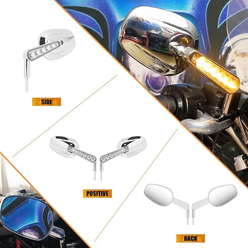 Motorcycle Muscle Rear View Mirrors with LED Turn Signals Fit for Harley VROD V-Rod VRSCF Road King Sportster in Saudi Arabia