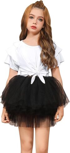 Girls Ruffle Shirts Knot Front Short Sleeve Tops Summer Cute Blouse Trendy Shirts for Girls in Saudi Arabia