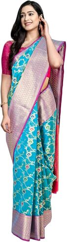 Chandrakala Banarasi Saree for Women with Unstitched Blouse Piece Indian Wear (1419) in Saudi Arabia